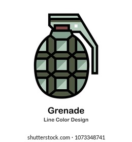 Hand Grenade Line Color Icon