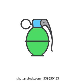Hand grenade line icon, filled outline vector sign, linear colorful pictogram isolated on white. Symbol, logo illustration