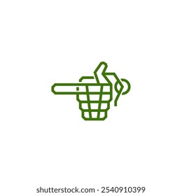 Combinação de design de logotipo de mão e granada.
