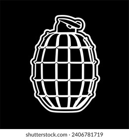 Hand grenade outline vector Illustration isolated on background