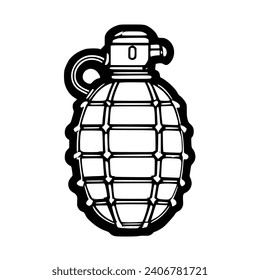 Hand grenade outline vector Illustration isolated on background