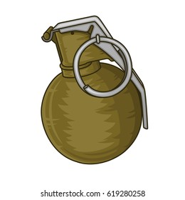 Hand grenade over white background