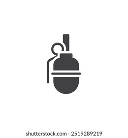 Granada de mão com um ícone de vetor de pino. sinal plano preenchido para conceito móvel e web design. Ícone de glifo Granada da Mão. Símbolo, ilustração de logotipo. Gráficos vetoriais