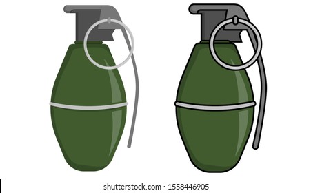 Hand grenade placed on a white background.