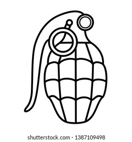 Hand grenade with a ring in outline style