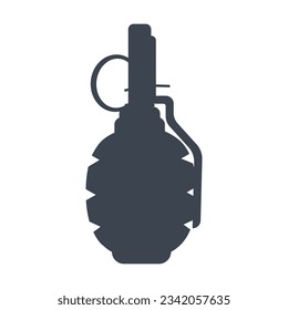 Hand grenade silhouette vector illustration. Cartoon drawing of firearm or explosive weapon for games isolated on white background. Weapons, military concept