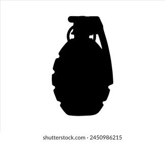 Hand grenade silhouette vector illustration on white background