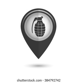 hand grenade - vector icon;  black map pointer