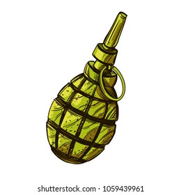 Hand grenade. Vector illustration isolated on white background for tattoos, print on T-shirts and other items.