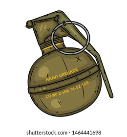 Hand grenade. Vector illustration isolated on white background. 