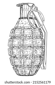 Hand grenade vector illustration isolated on white background.