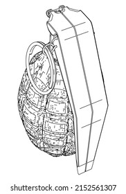 Hand grenade vector illustration isolated on white background.