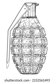 Hand grenade vector illustration isolated on white background.