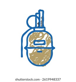 hand grenade weapon war doodle icon sketch vector. hand grenade weapon war sign. isolated symbol illustration