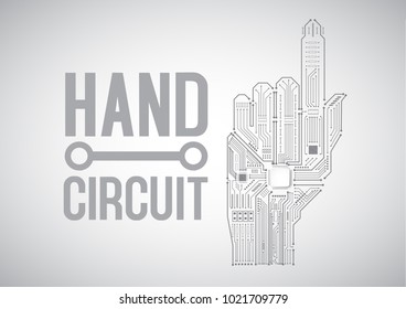 hand grey circuit board processor background technology. illustration,Vector.
