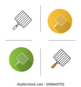 Hand grill icon. Flat design, linear and color styles. Barbecue grid. Grilling basket. Isolated vector illustrations