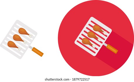 Hand grill ,illustration, vector on white background.