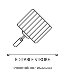 Hand grill linear icon. Barbecue grid. Thin line illustration. Grilling basket. Contour symbol. Vector isolated drawing. Editable stroke