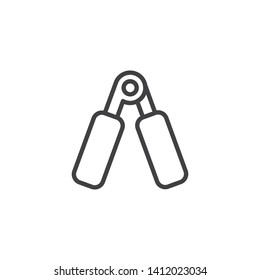 Hand grip exerciser line icon. linear style sign for mobile concept and web design. Hand expander trainer outline vector icon. Symbol, logo illustration. Vector graphics