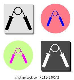 Hand grip expander trainer. simple flat vector icon illustration on four different color backgrounds