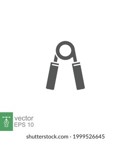 Icono de agarre manual. Estilo de glifo accesorio de gimnasio. Amortiguadores de mano para construir la masa del antebrazo para el ensayo y el aumento de la fuerza de las manos. Diseño de la ilustración Vector de estilo sólido sobre fondo blanco. EPS 10