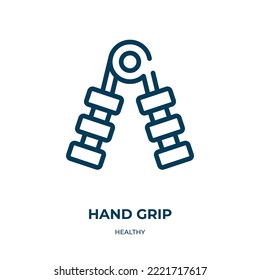 Hand grip icon. Linear vector illustration from healthy collection. Outline hand grip icon vector. Thin line symbol for use on web and mobile apps, logo, print media.
