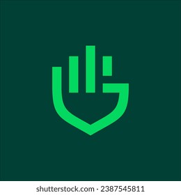 hand grip and statistics bar financial logo vector