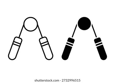 Hand Gripper Exercise Tool Icons, Hand gripper exerciser fitness equipment icon set in various graphic styles.