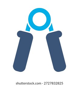 Hand gripper icon blue flat vector design fitness tool symbol sport exercise strength muscle training graphic element sign