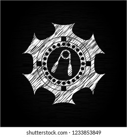 hand gripper icon drawn on blackboard
