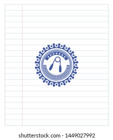 hand gripper icon drawn with pen. Blue ink. Vector Illustration. Detailed.