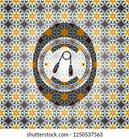 hand gripper icon inside arabesque emblem background. arabic decoration.