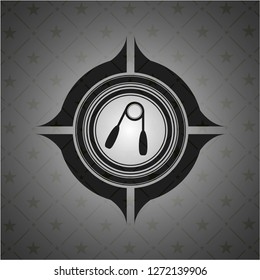 hand gripper icon inside black emblem. Vintage.