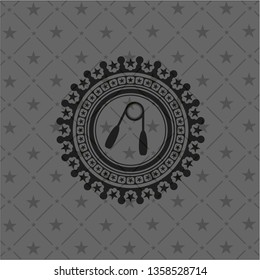 hand gripper icon inside black emblem. Vintage.