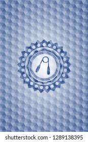hand gripper icon inside blue hexagon emblem.
