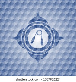 hand gripper icon inside blue hexagon badge.