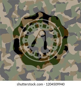 hand gripper icon inside camo emblem