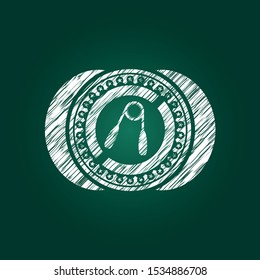 hand gripper icon inside chalk emblem