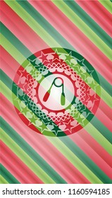 hand gripper icon inside christmas colors badge.
