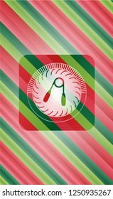 hand gripper icon inside christmas colors badge.