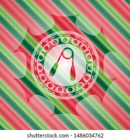 hand gripper icon inside christmas style badge..