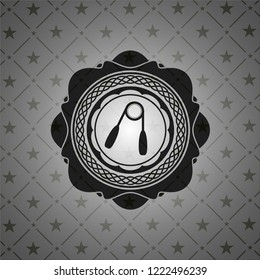 hand gripper icon inside dark badge or emblem
