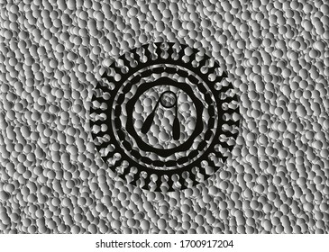 icono de empuñadura en el interior del emblema oscuro con fondo de burbujas grises. Retro. Ilustración vectorial. Detallado.