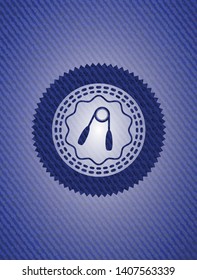 hand gripper icon inside emblem with jean background