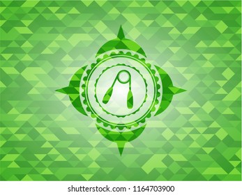 hand gripper icon inside green mosaic emblem