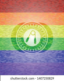 hand gripper icon inside lgbt colors emblem 