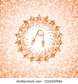hand gripper icon inside orange mosaic emblem