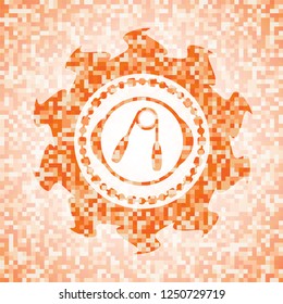 hand gripper icon inside orange mosaic emblem with background