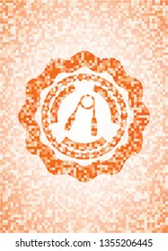 hand gripper icon inside orange mosaic emblem