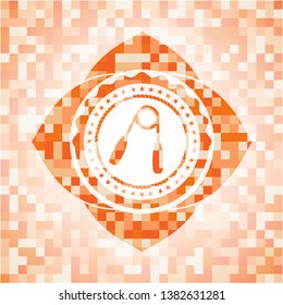 hand gripper icon inside orange mosaic emblem